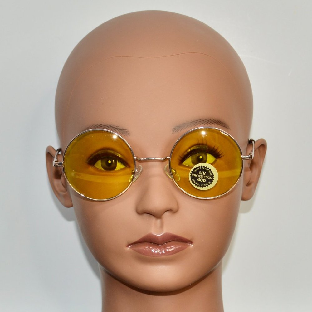 Vintage Style Yellow Round Retro Sunglasses